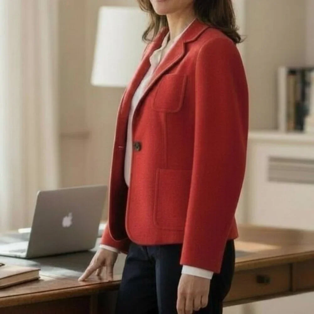 J. Crew Robert Noble Red Brick Vintage Wool Herringbone Tailored Shield Detail - Picture 5 of 16